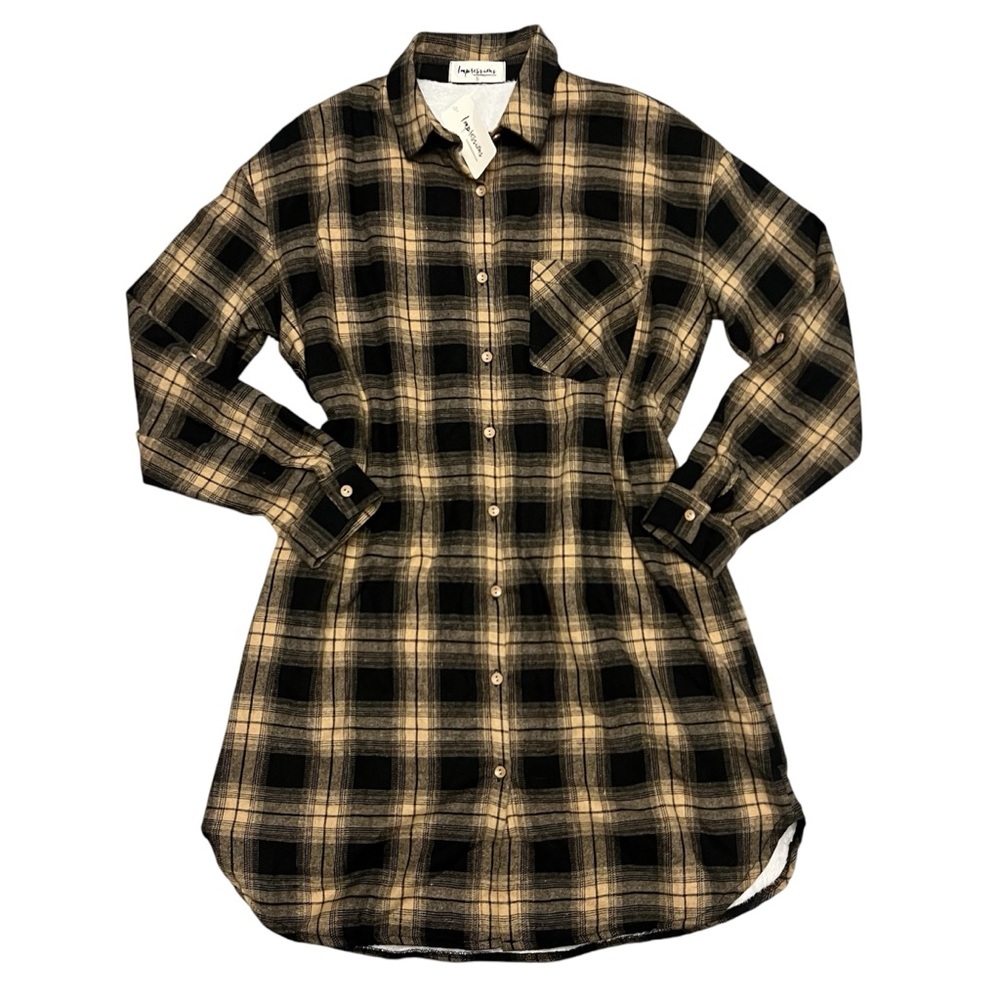 NWT Sherpa Lined Plaid Flannel Dress - Picture 3 of 5